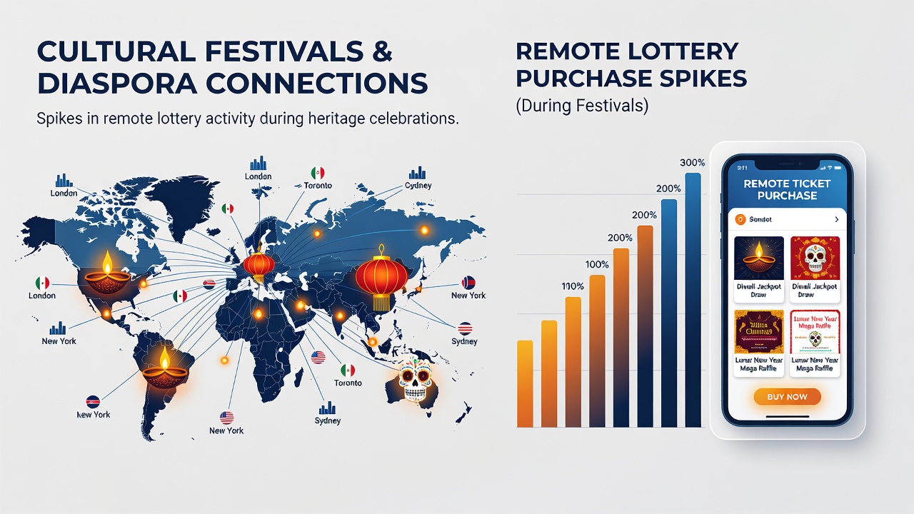 Online lottery interface displayed on a smartphone during a community festival gathering