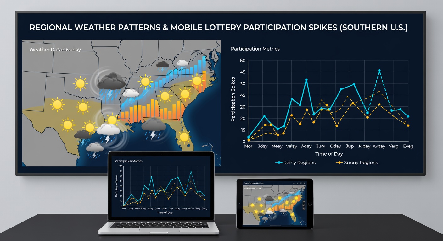 Mobile device usage graph overlaid on regional weather map of southern Europe