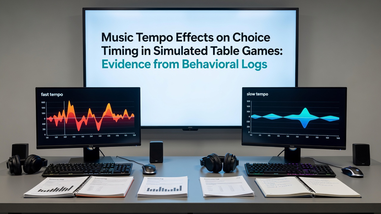 Graph overlay on simulated roulette table illustrating decision timing data points linked to music tempo levels