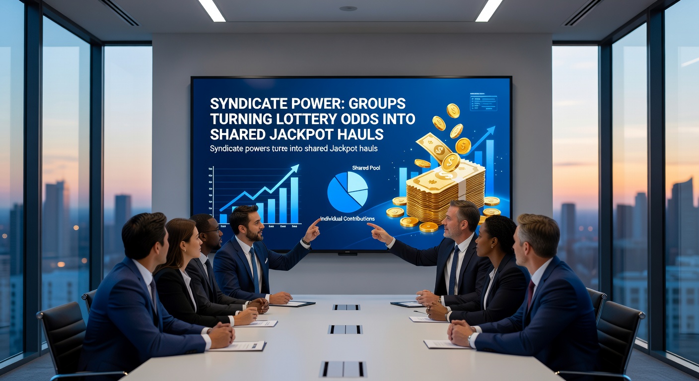 Close-up of lottery tickets spread out on a desk with calculators and notepads nearby, illustrating the organized planning and bulk purchasing that powers syndicate strategies
