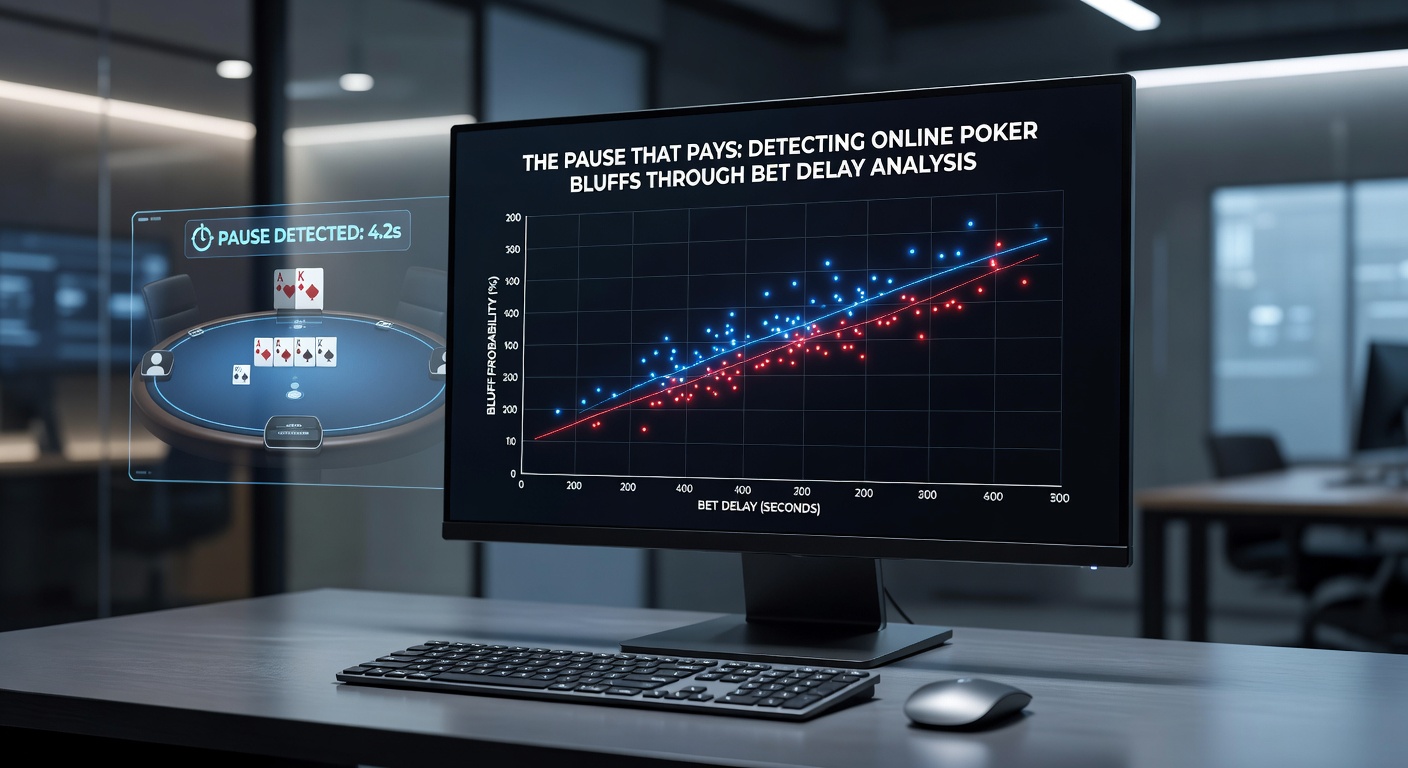 Screenshot of a poker HUD displaying real-time bet delay stats next to opponent profiles during a live hand