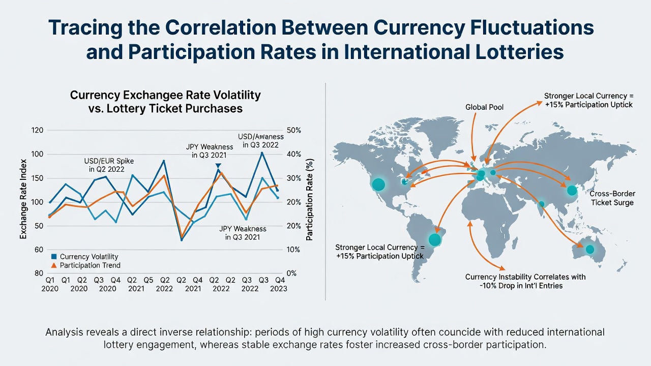 Infographic illustrating regional lottery participation changes during currency fluctuation periods in 2025 and 2026