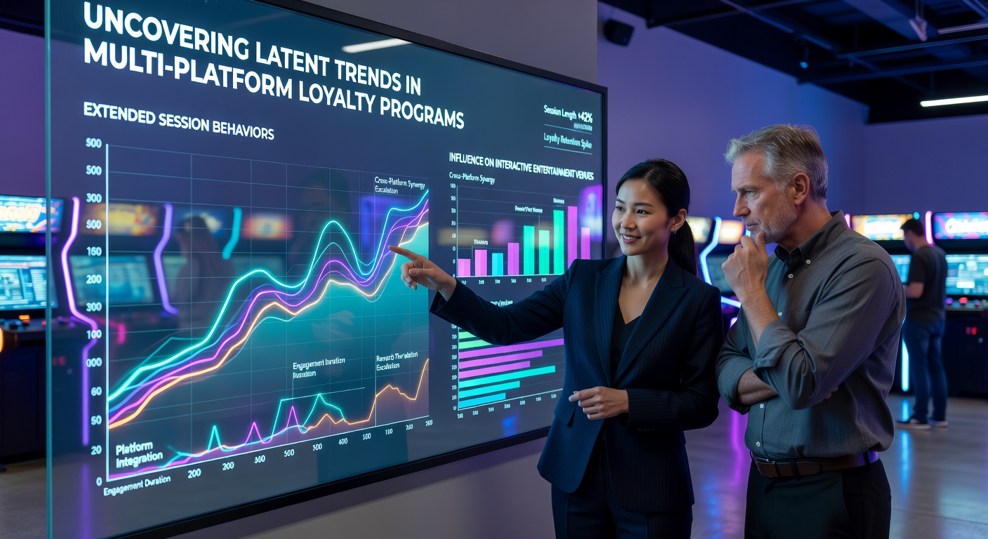 Visual representation of multi-platform loyalty data flows in entertainment venues